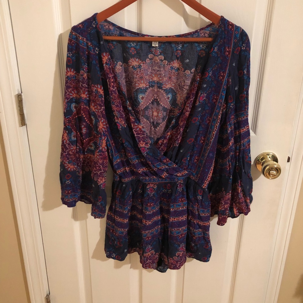 ROMPER- colorful low cut romper! SIZE S