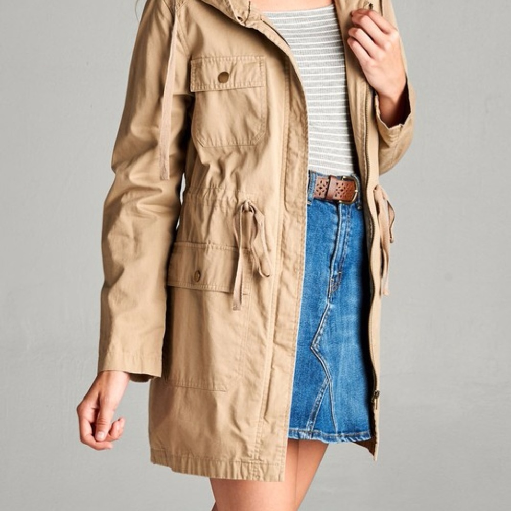 PLUS--Shala Utility Jacket -- Khaki - Picture 2 of 5