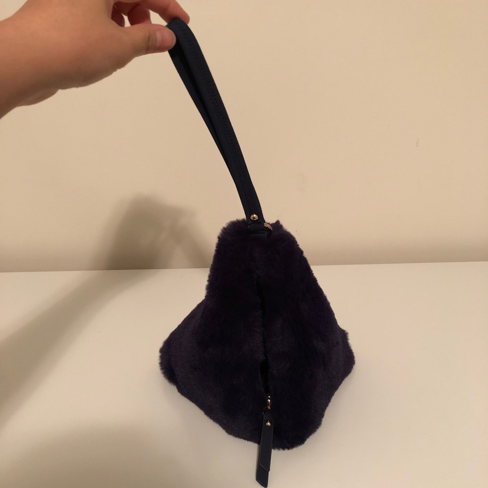 Cute soft faux fur triangle wristlet