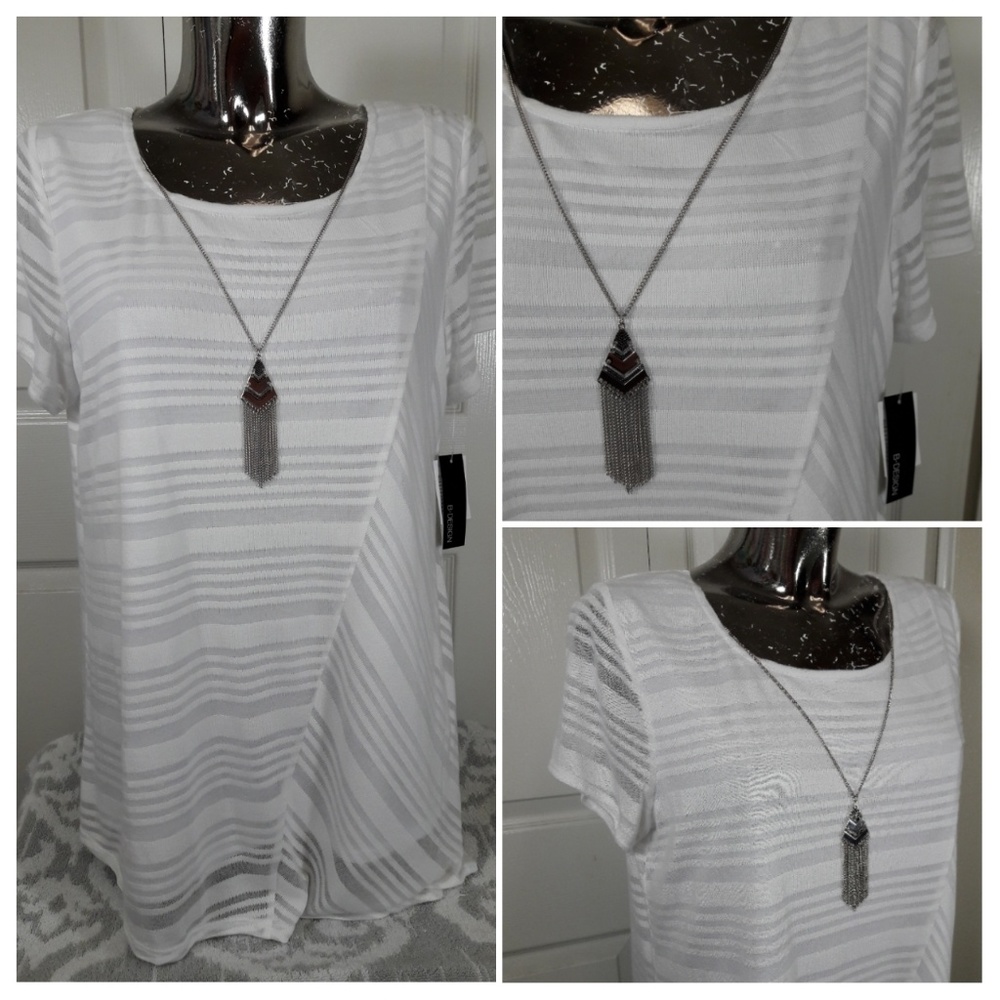 B•DESIGN White Top with Necklace BNWT