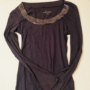 Express Scoop Neck Sequined Tee