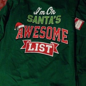 Green long sleeve shirt  Santa's Awesome list