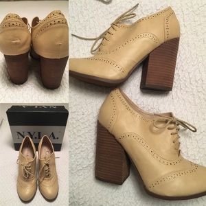 N.Y.L.A Creme Mary Jane Thick Heel Shoes