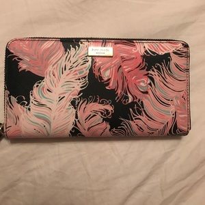 Feather Print Kate Spade Zipper Wallet