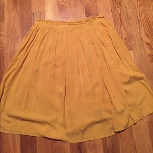 Pleated Mustard Midi Skirt