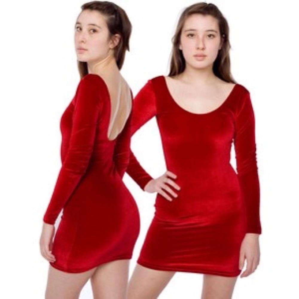 American apparel red velvet mini dress