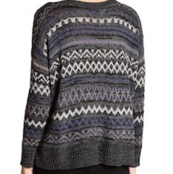 14th & Union Fair Isle Knit Pullover Grey Combo PL - Picture 2 of 2