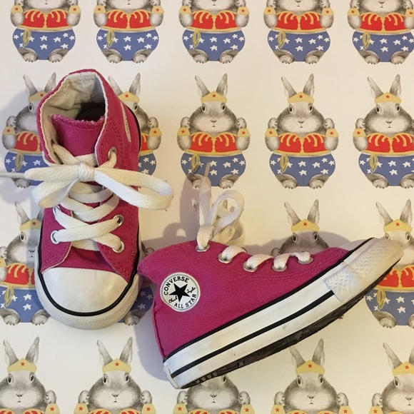 Converse Other - 🌸 Baby Girls Pink Converse High Tops SZ 6 🌸