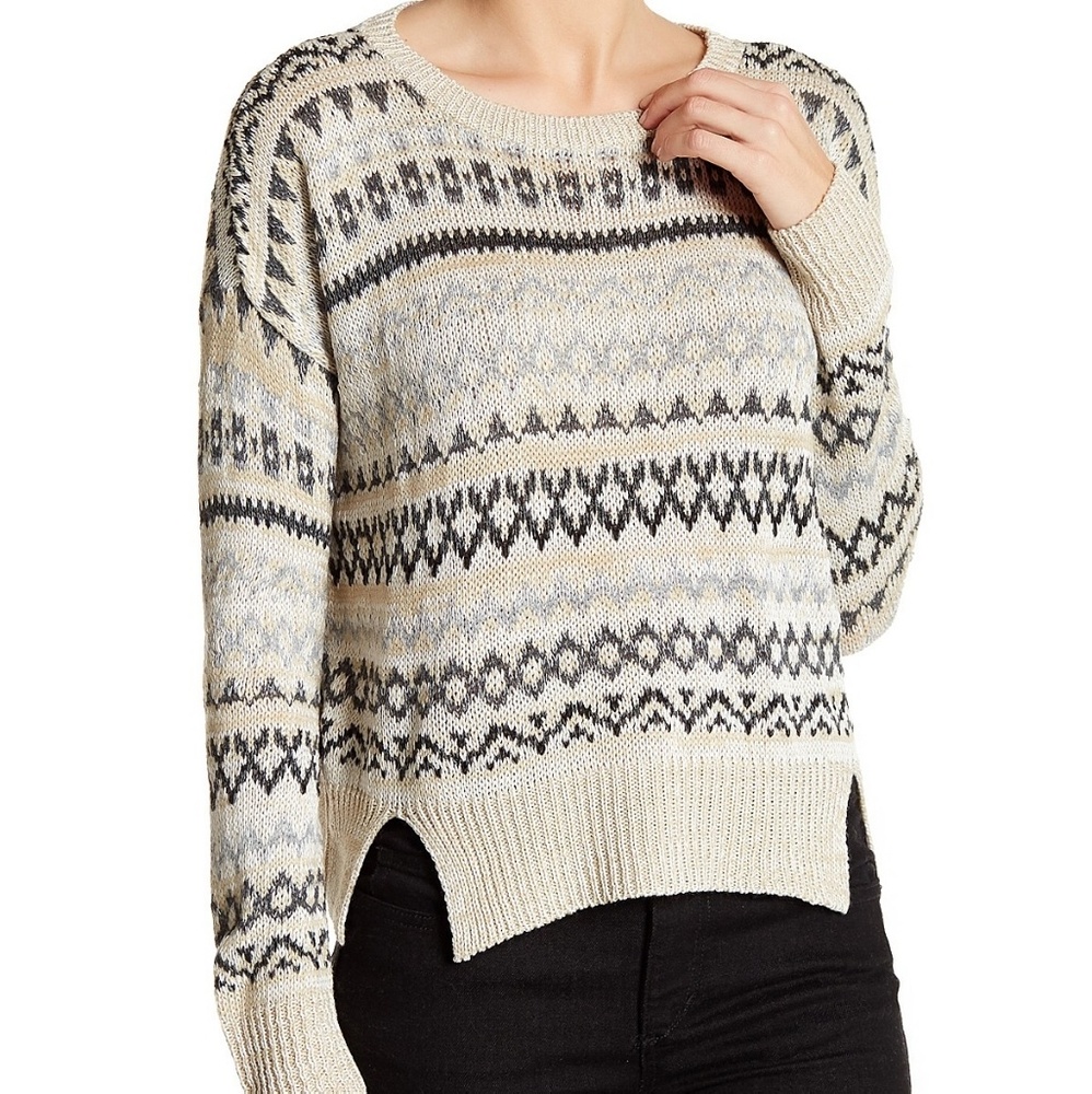 14th & Union Fair Isle Knit Pullover Petite XL