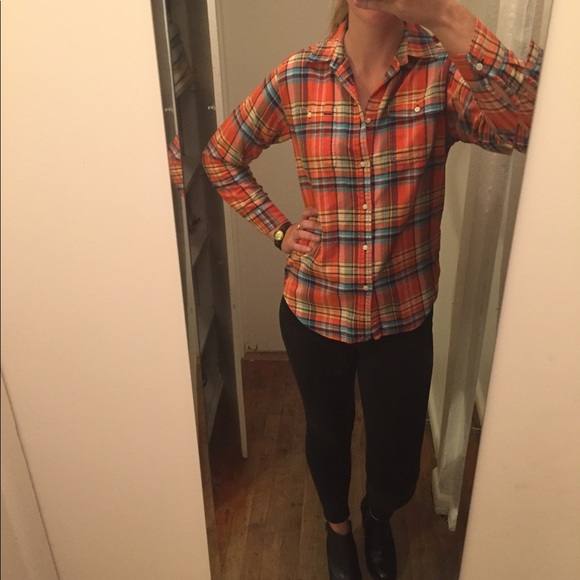 Ralph Lauren Polo Orange plaid flannel - Picture 2 of 6