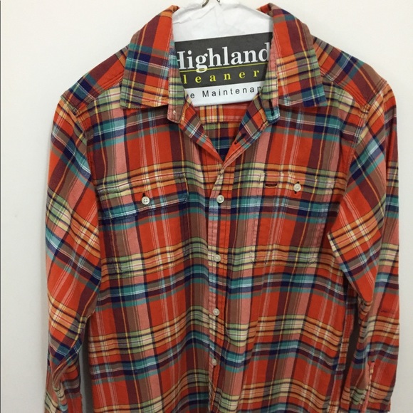 Ralph Lauren Polo Orange plaid flannel - Picture 4 of 6