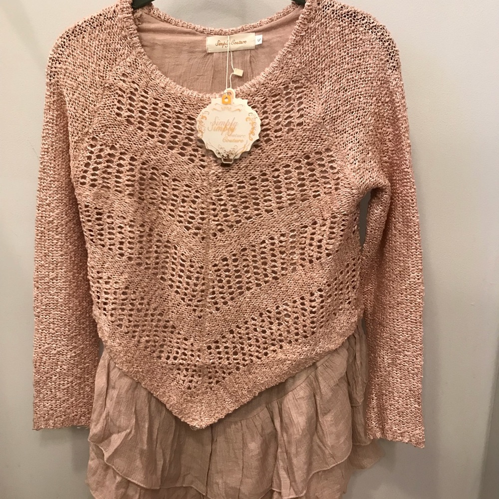 Pink Simply Couture layered tunic sweater