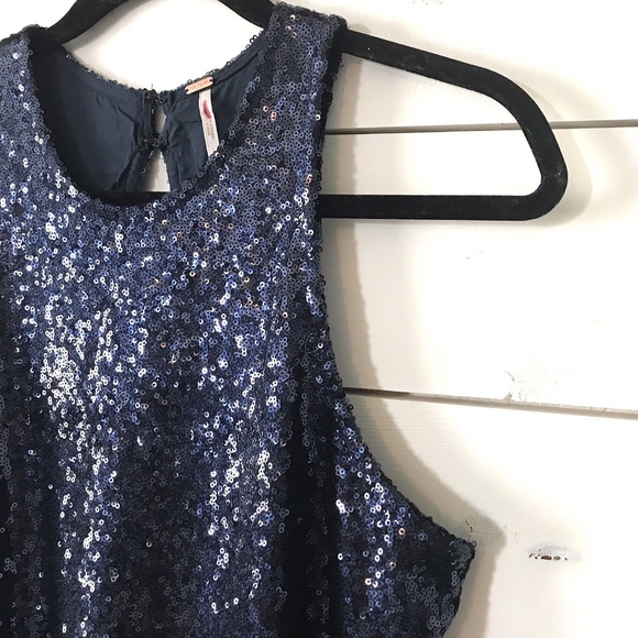 Free People Blue Sequin Liquid Shine Mini Dress - Picture 4 of 8