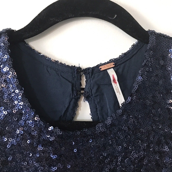 Free People Blue Sequin Liquid Shine Mini Dress - Picture 5 of 8