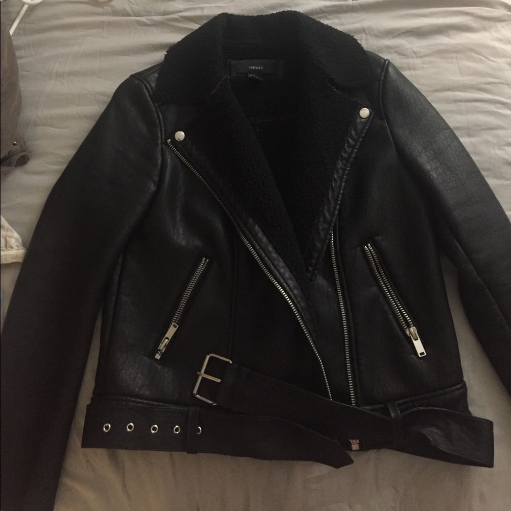 Forever21 leather/wool Motto Jacket