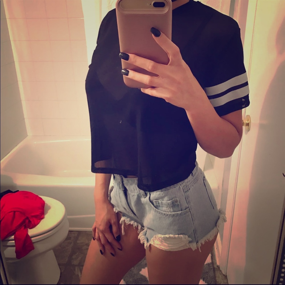 Cropped see through shirt