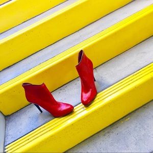 Maraschino Cherry Red Leather Booties!