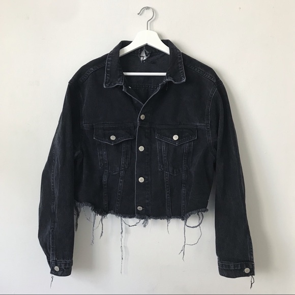 destroyed black denim jacket