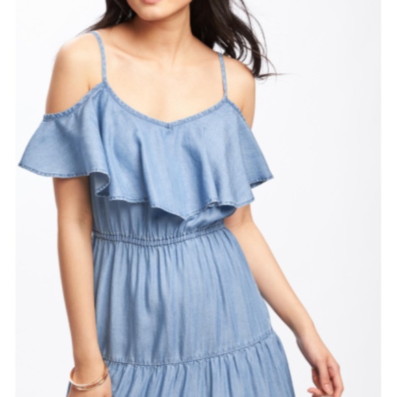Last chance!! Tencel off the shoulder ruffle midi - Picture 2 of 4
