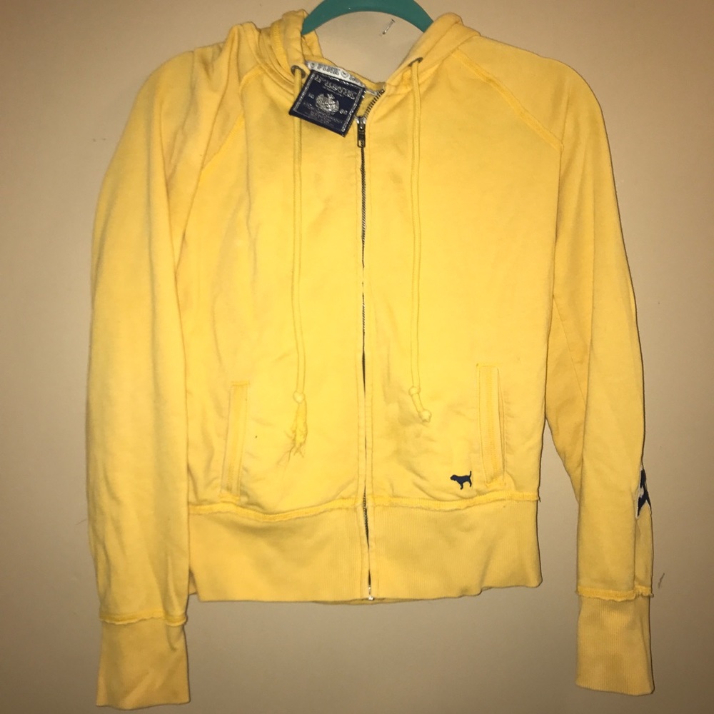 VS PINK ZIP UP HOODIE YELLOW