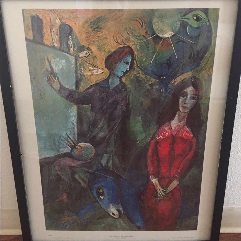 The Artist and His Model Print by Marc Chagall