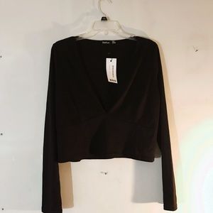 Deep V Ribbed Crop Top