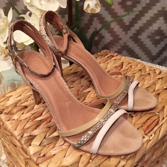 Joie Tan Snake Skin Ankle Strap Heels! - Picture 4 of 8