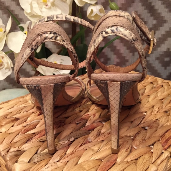 Joie Tan Snake Skin Ankle Strap Heels! - Picture 5 of 8