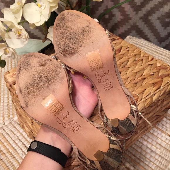 Joie Tan Snake Skin Ankle Strap Heels! - Picture 6 of 8