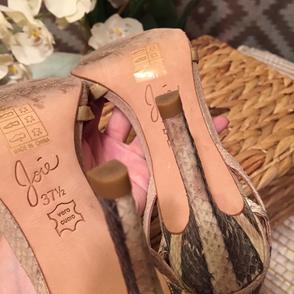 Joie Tan Snake Skin Ankle Strap Heels! - Picture 8 of 8