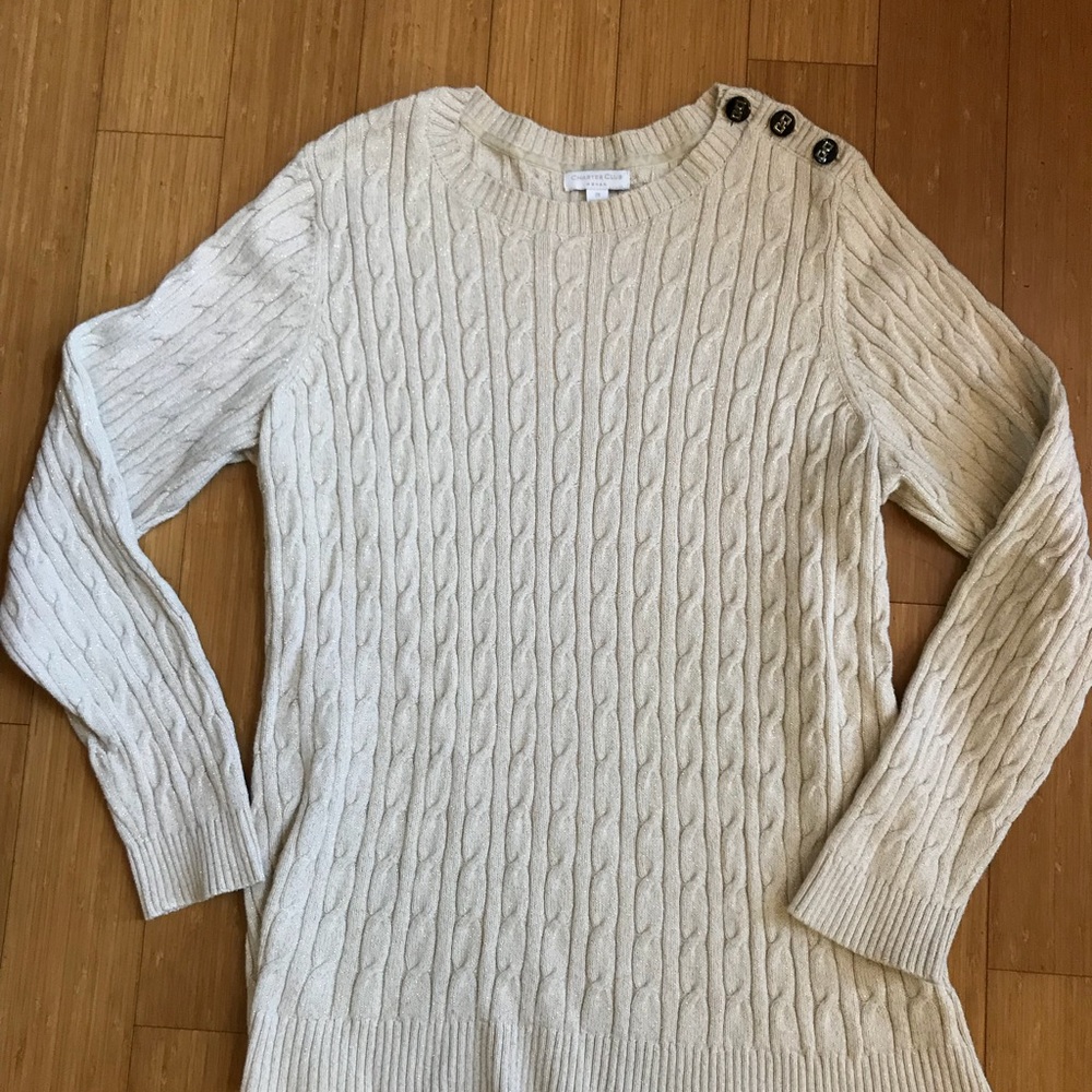 Ivory sweater with gold metallic for the holidays!