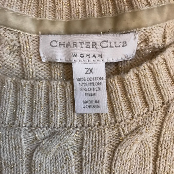 Ivory sweater with gold metallic for the holidays! - Picture 3 of 4