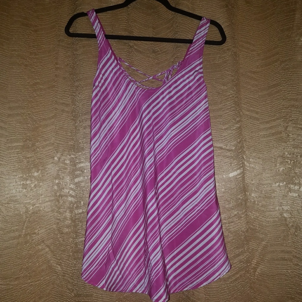 Beautiful pink striped top with lace-up back