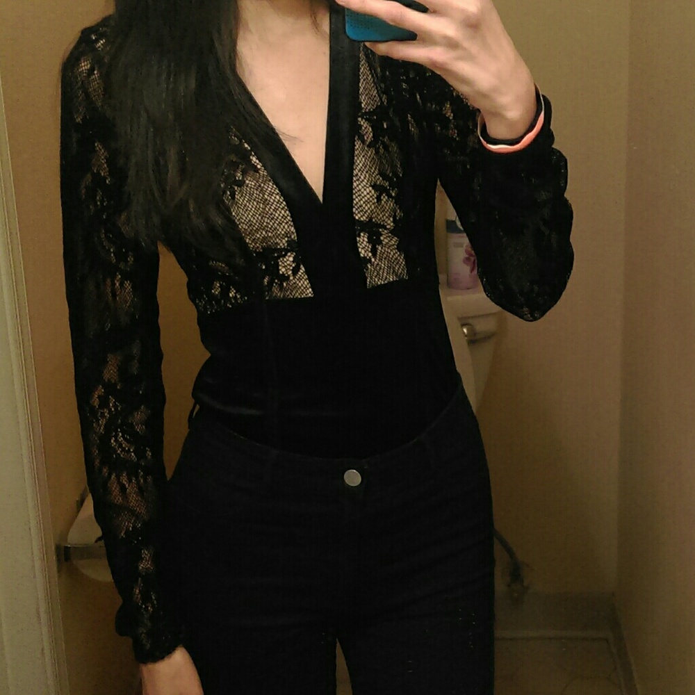 Guess Velvet Sheer Bodysuit