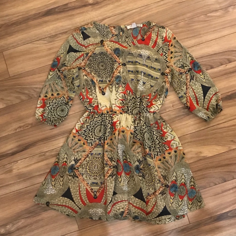 Boho printed chiffon dress