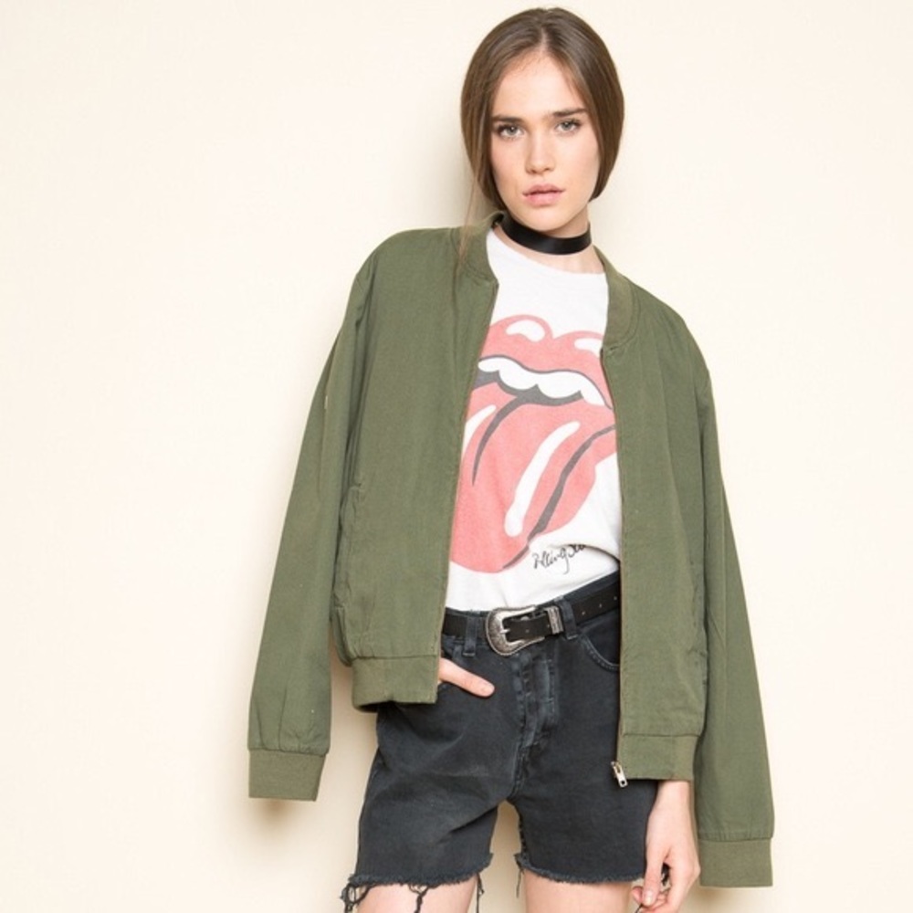Green Brandy Melville Bomber Jacket
