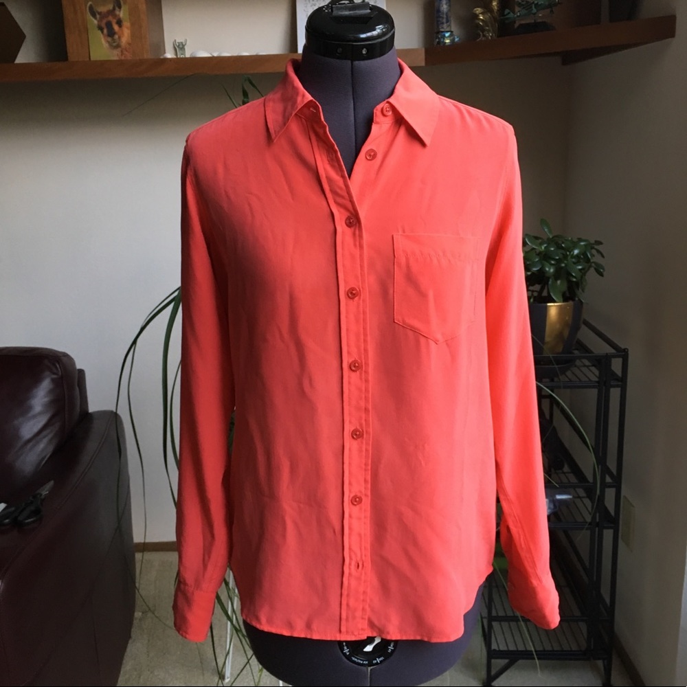 Equipment Coral Pink Silk Blouse XS 0 2