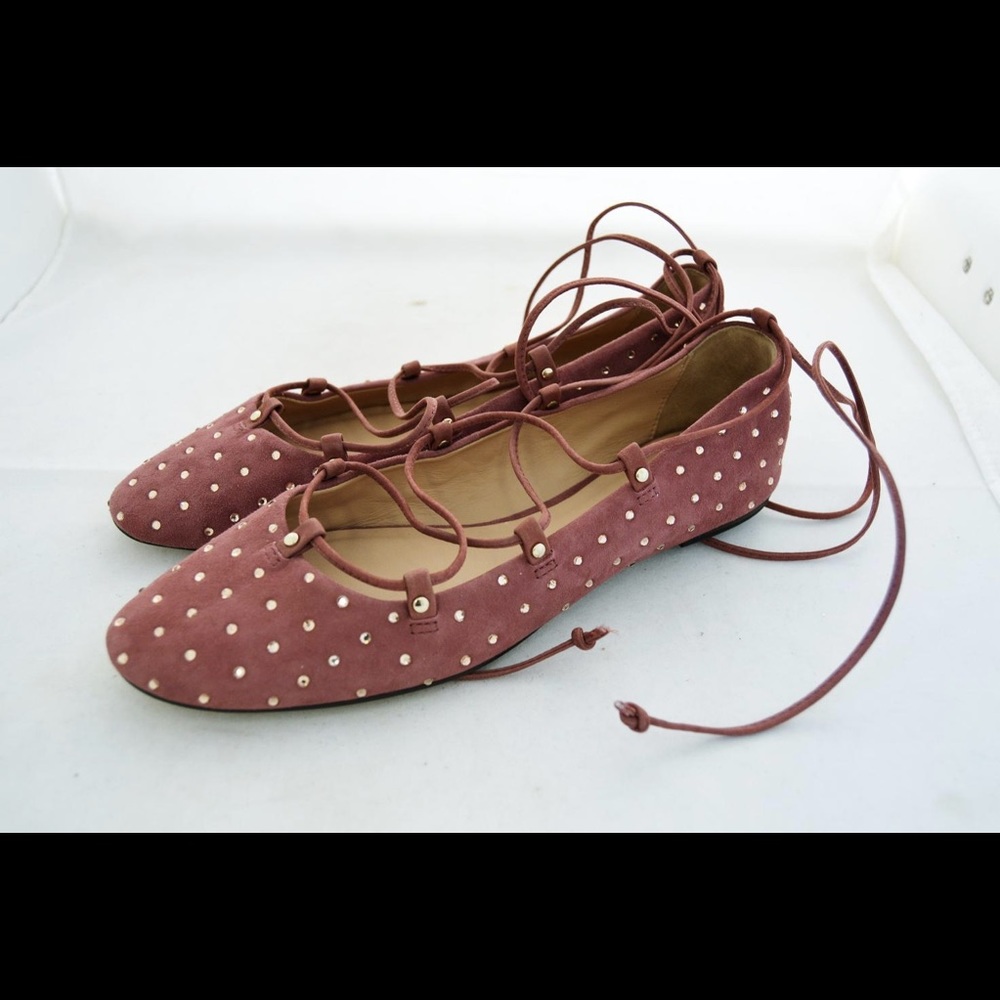 !!SALE!!J.CREW Pink Studded Suede Ballet Flats, 7M