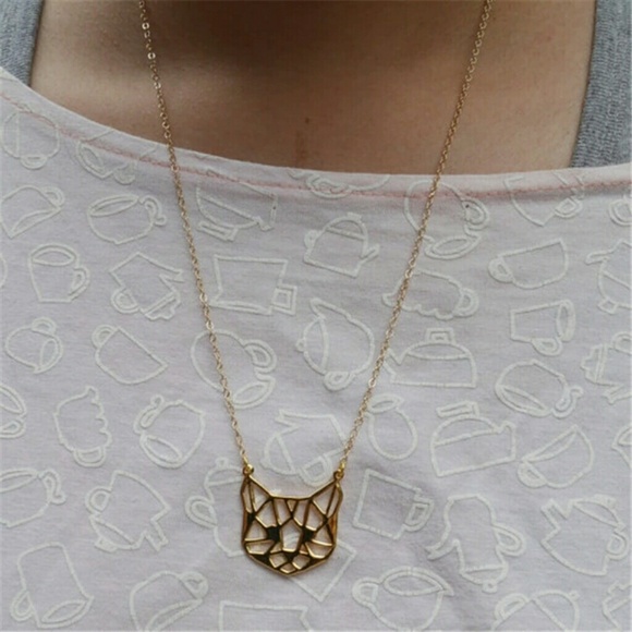 ONE LEFT!! • 3 for $15 • Cat Geometric Necklace • - Picture 2 of 3