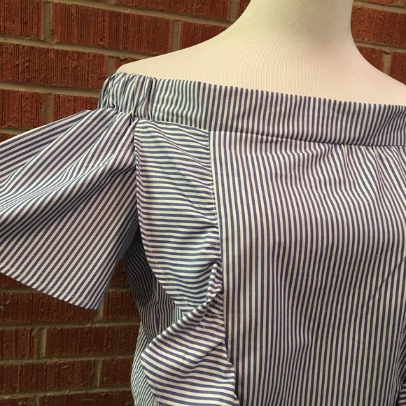 Style Envy striped off the shoulder ruffle top - Picture 2 of 7