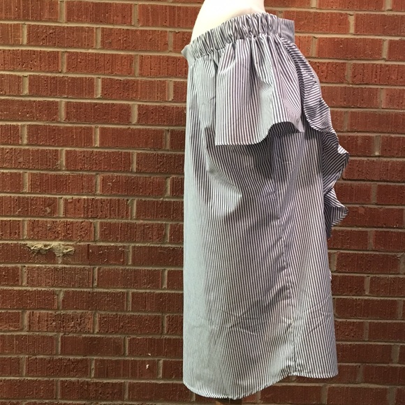 Style Envy striped off the shoulder ruffle top - Picture 3 of 7