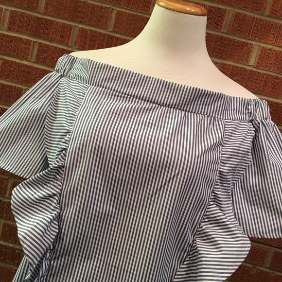 Style Envy striped off the shoulder ruffle top - Picture 4 of 7