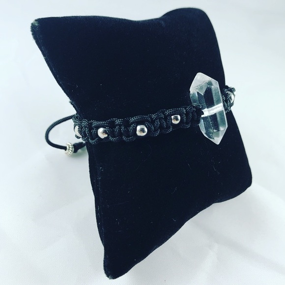 Crystal quartz bracelet .double point crystal quartz macrame adjustable bracelet - Picture 4 of 9