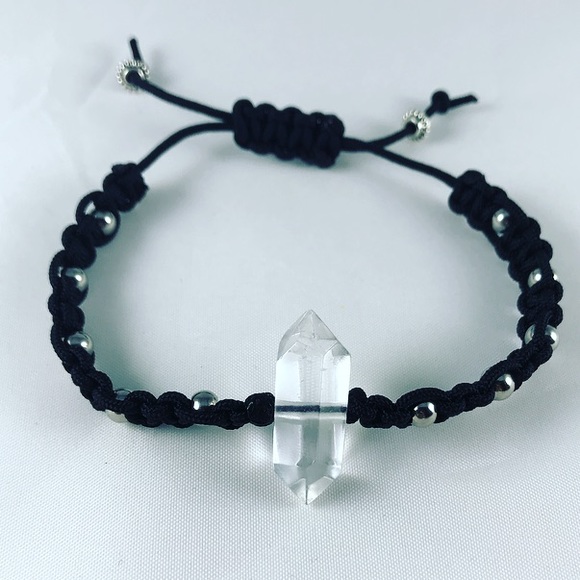 Crystal quartz bracelet .double point crystal quartz macrame adjustable bracelet - Picture 5 of 9
