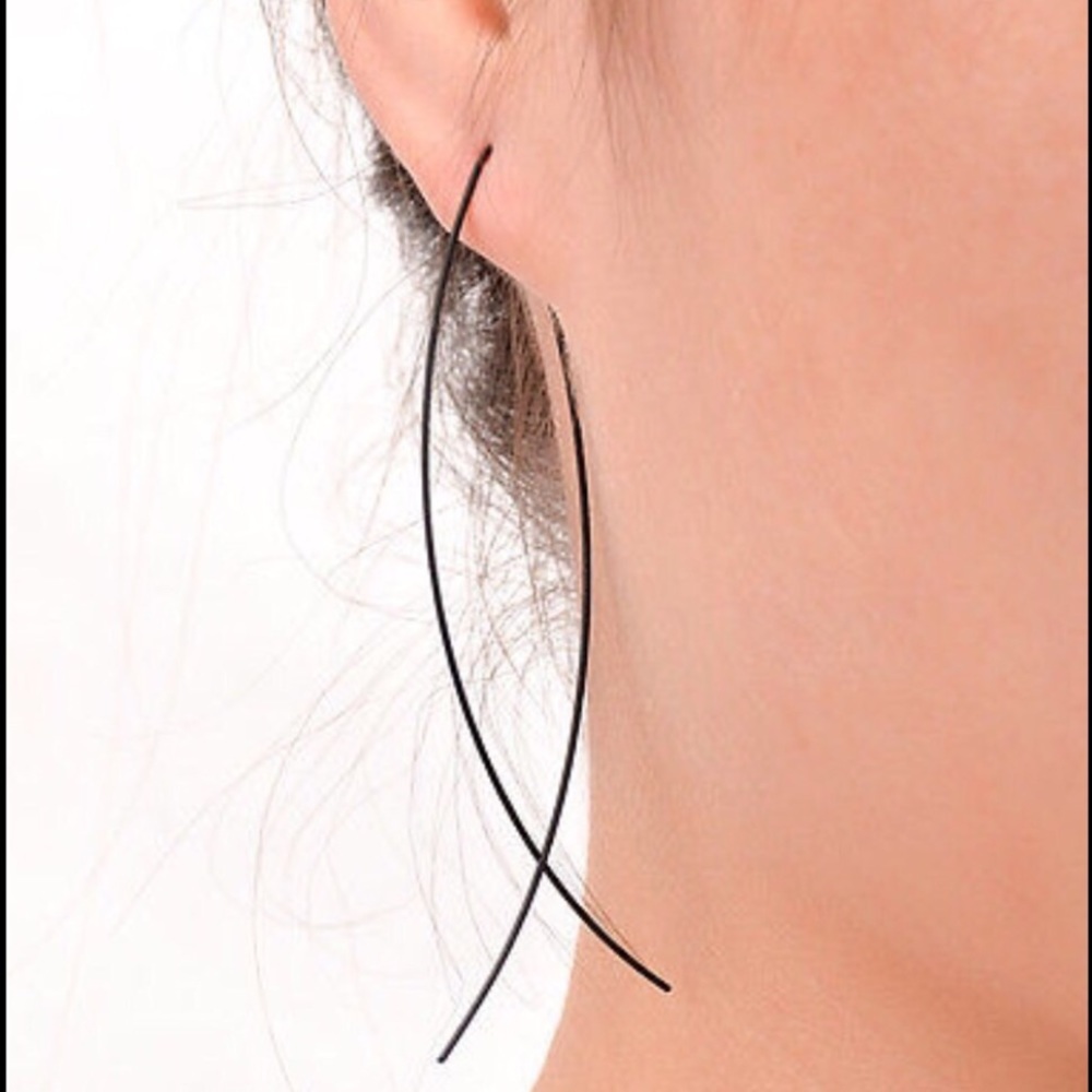 2 PAIR LEFT!! Black Minimalist Threader Earrings
