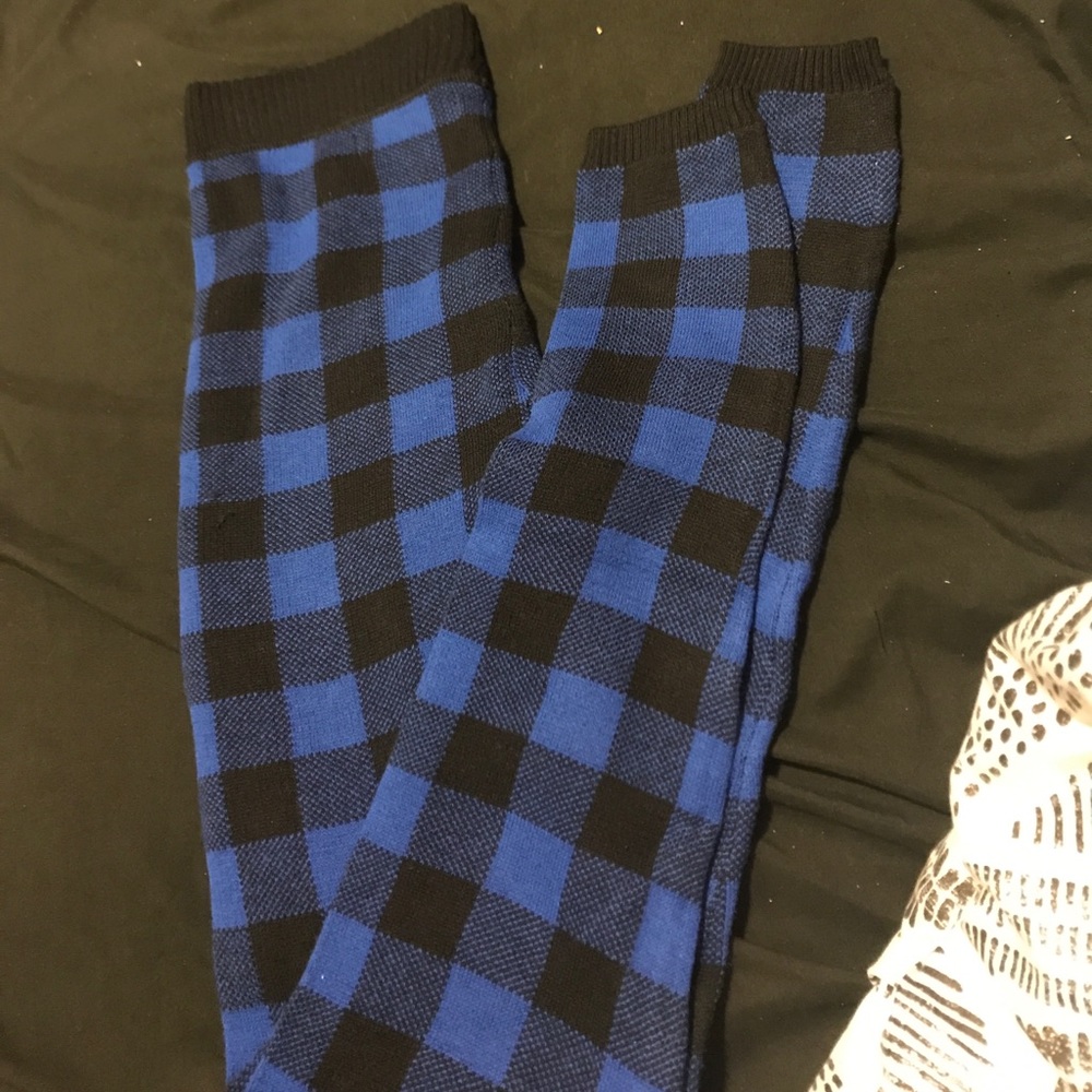 Blue plaid leggings