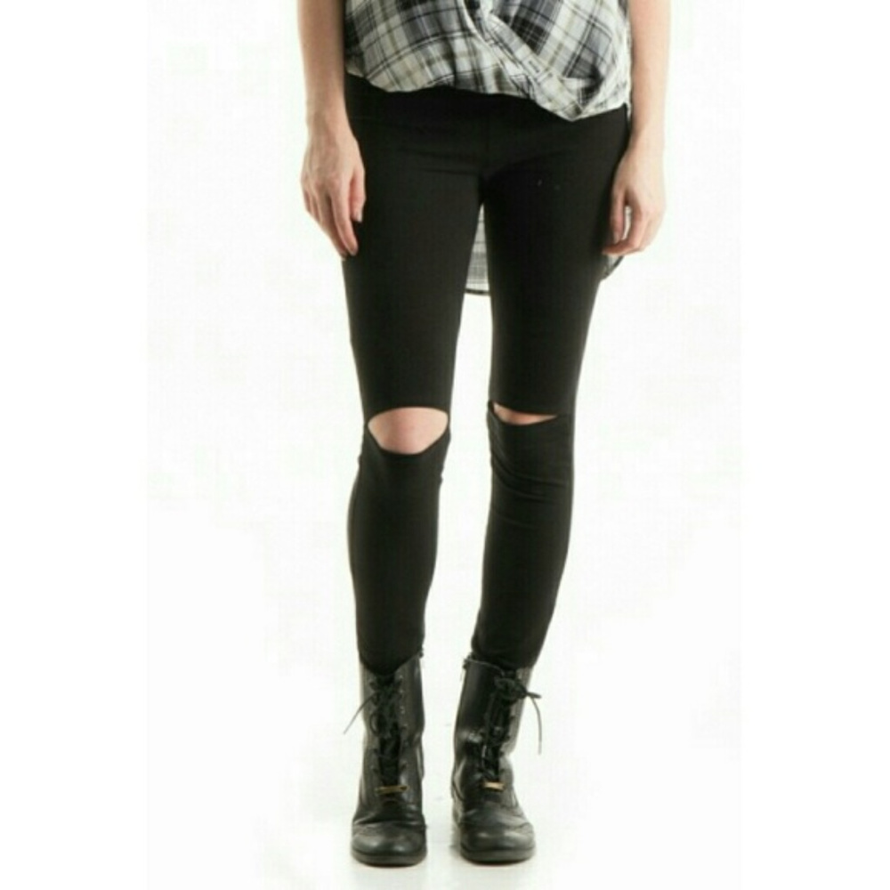 CUTOUT KNEES HIGH WAIST LEGGINGS.