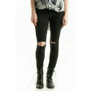 CUTOUT KNEES HIGH WAIST LEGGINGS.