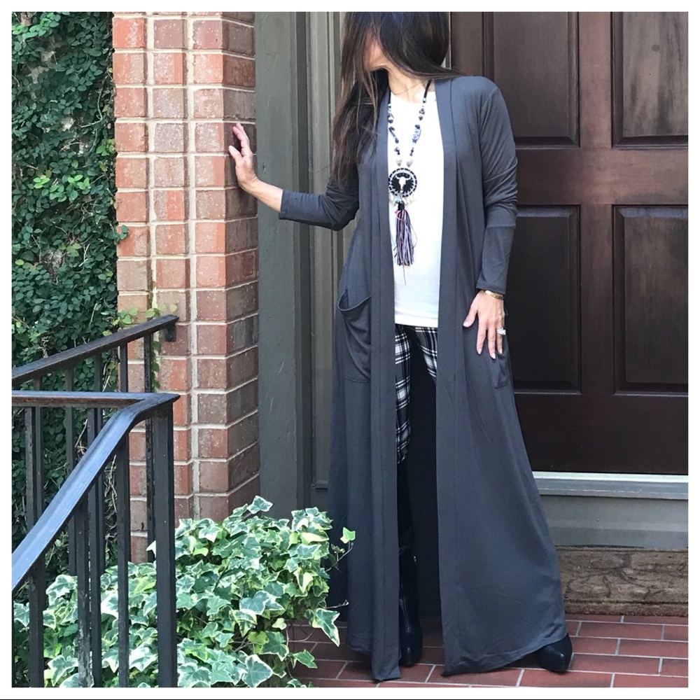 ✨LAST ONE✨Charcoal  long duster with pockets - Picture 5 of 6