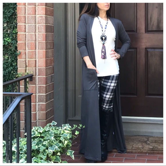 ✨LAST ONE✨Charcoal  long duster with pockets - Picture 2 of 6